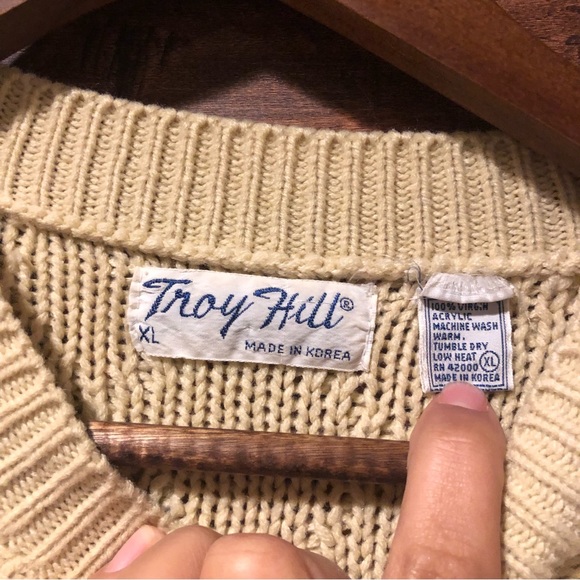 Vintage Troy Hill Gray Stripe Crew Neck Pullover Knit Sweater Preppy XL #527-16 - Picture 3 of 6